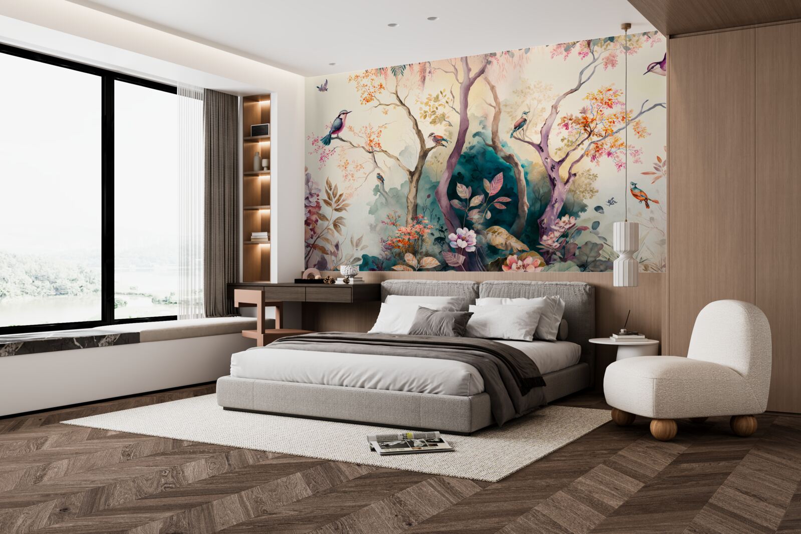 Papier peint les oiseaux accueillent l'automne