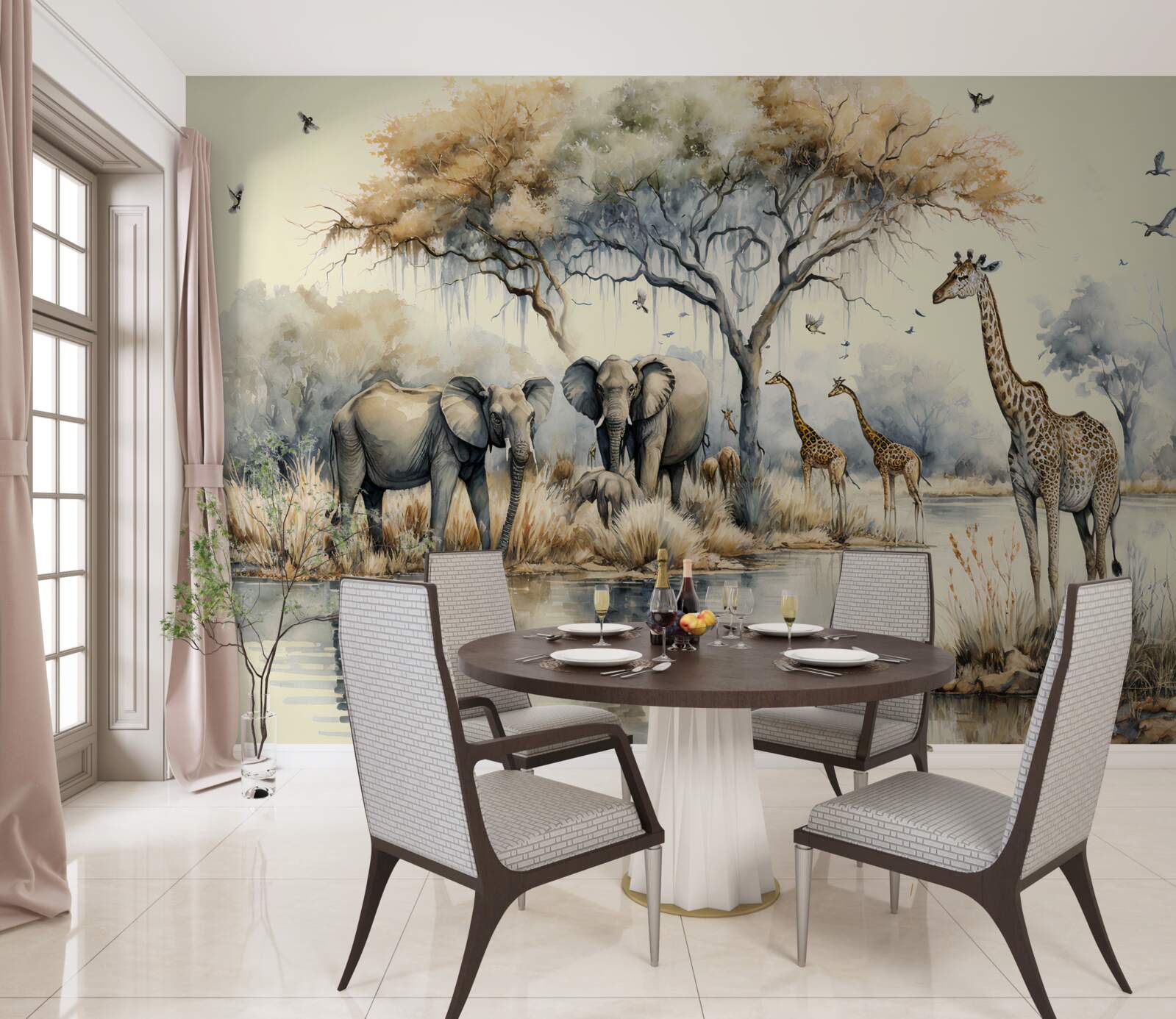 Papier peint animaux d'afrique près de l'étang