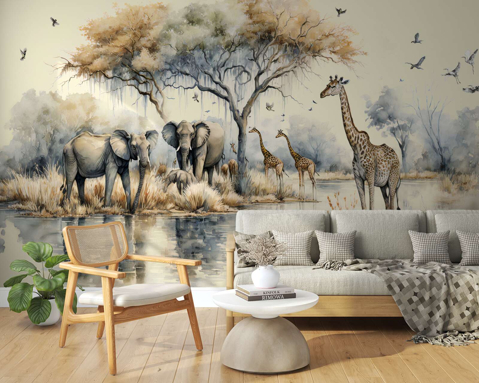 Papier peint animaux d'afrique près de l'étang