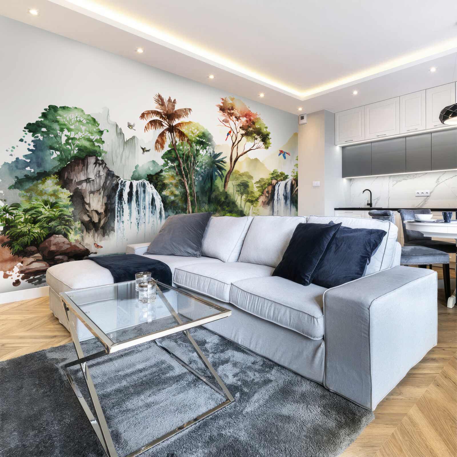 Papier peint il y a des chutes d'eau dans la forêt tropicale