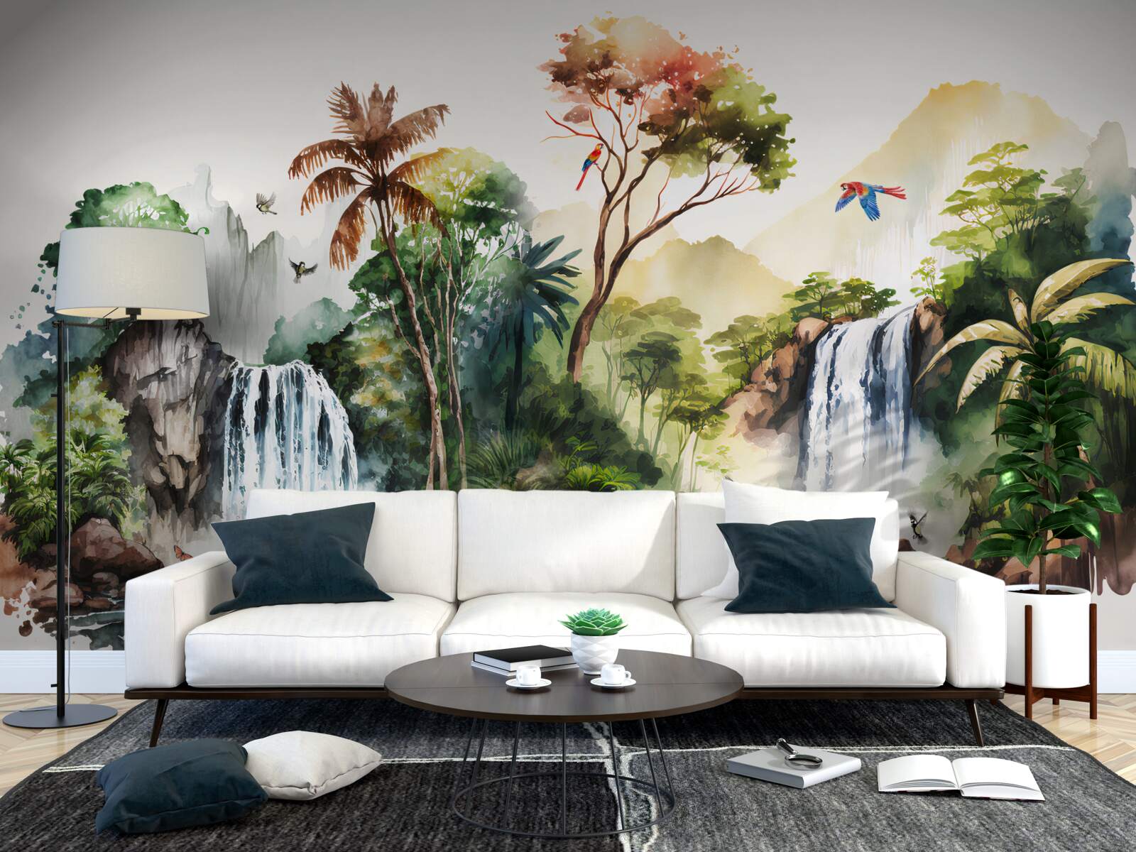 Papier peint il y a des chutes d'eau dans la forêt tropicale