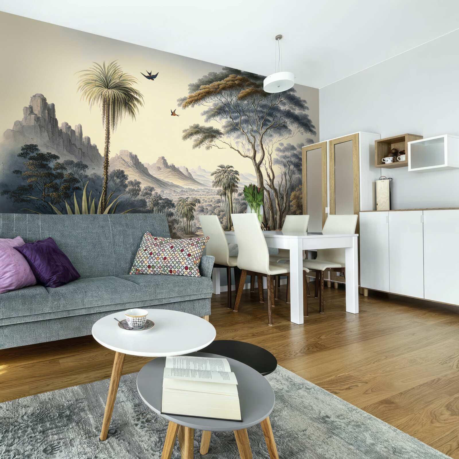 Papier peint une famille de cerfs s'installe