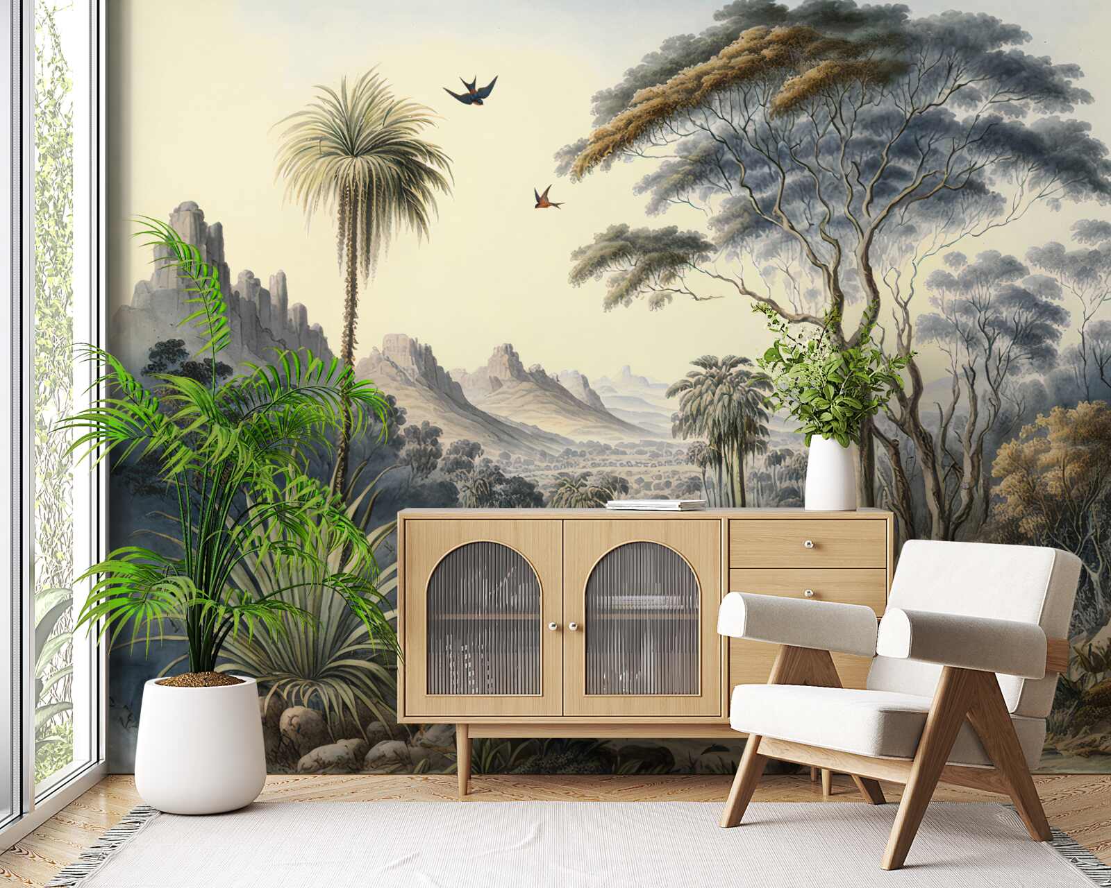 Papier peint une famille de cerfs s'installe