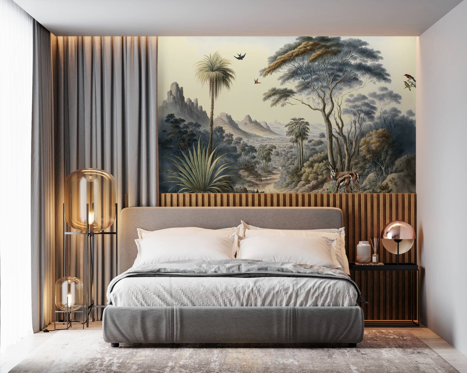 Papier peint une famille de cerfs s'installe