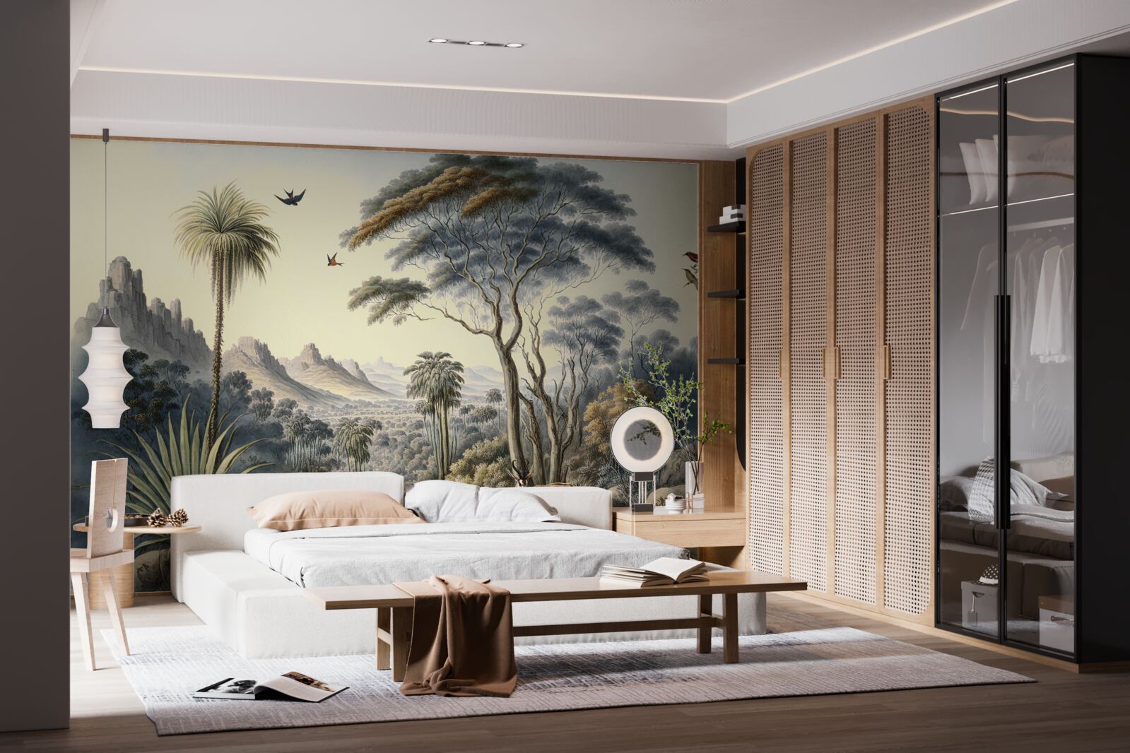 Papier peint une famille de cerfs s'installe