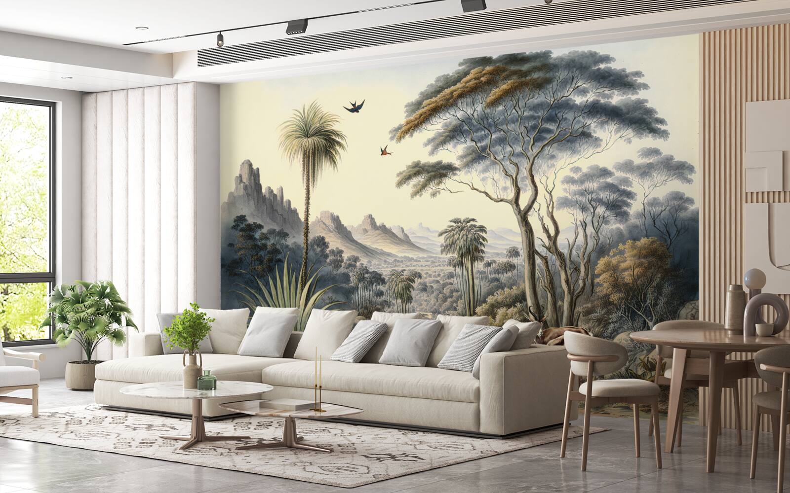 Papier peint une famille de cerfs s'installe