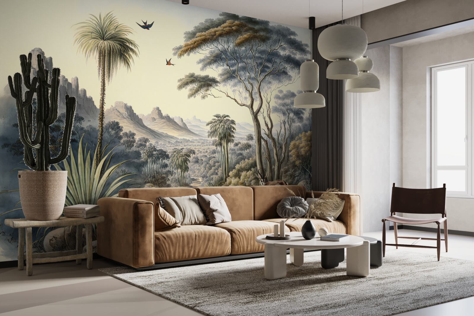 Papier peint une famille de cerfs s'installe