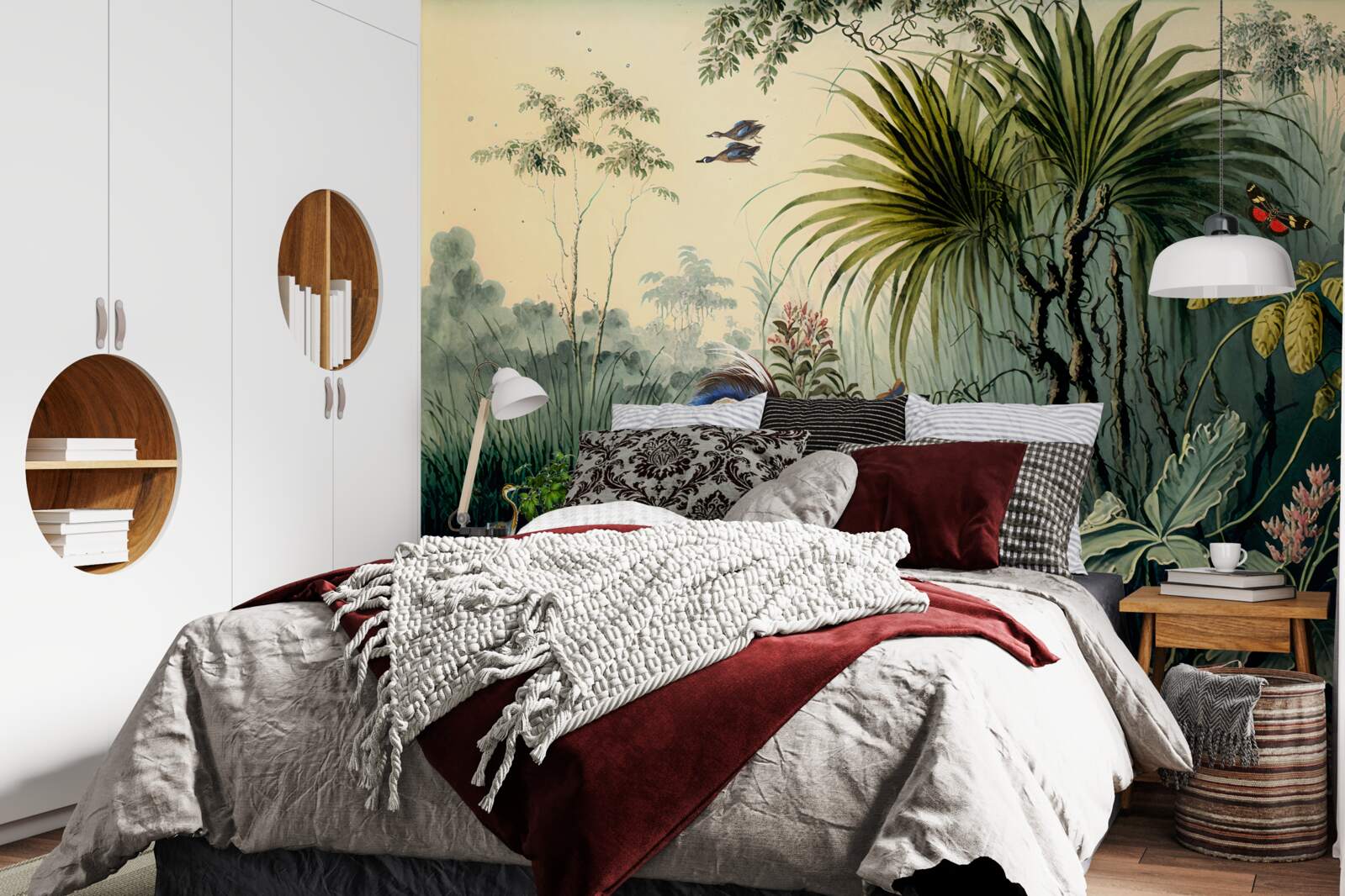 Papier peint silence au bord de l'étang vert