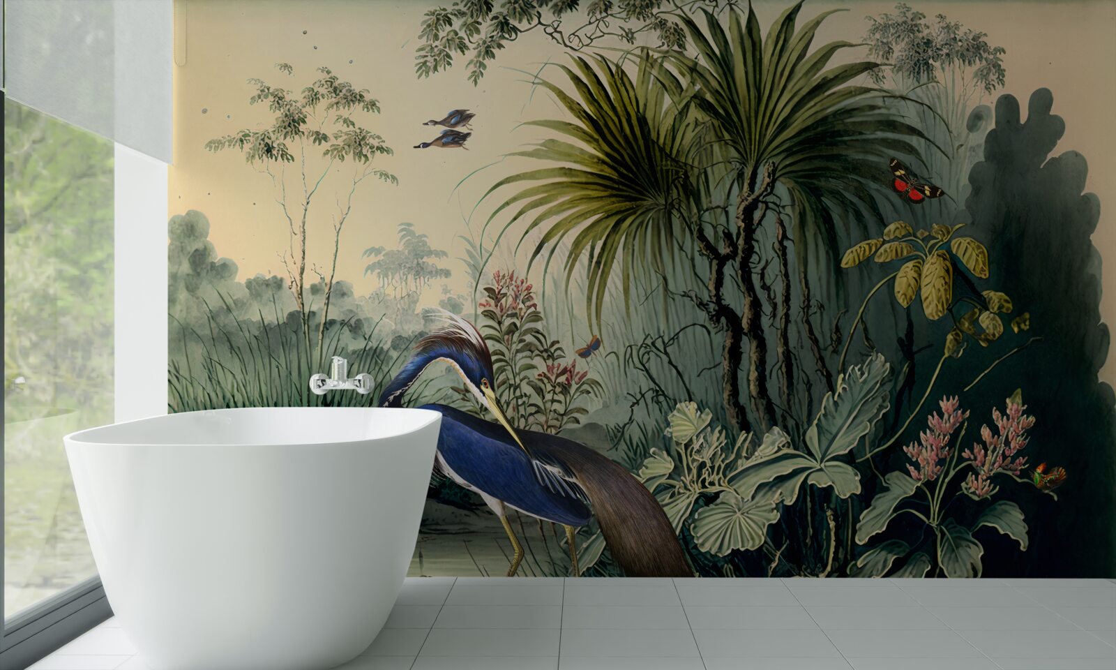 Papier peint silence au bord de l'étang vert