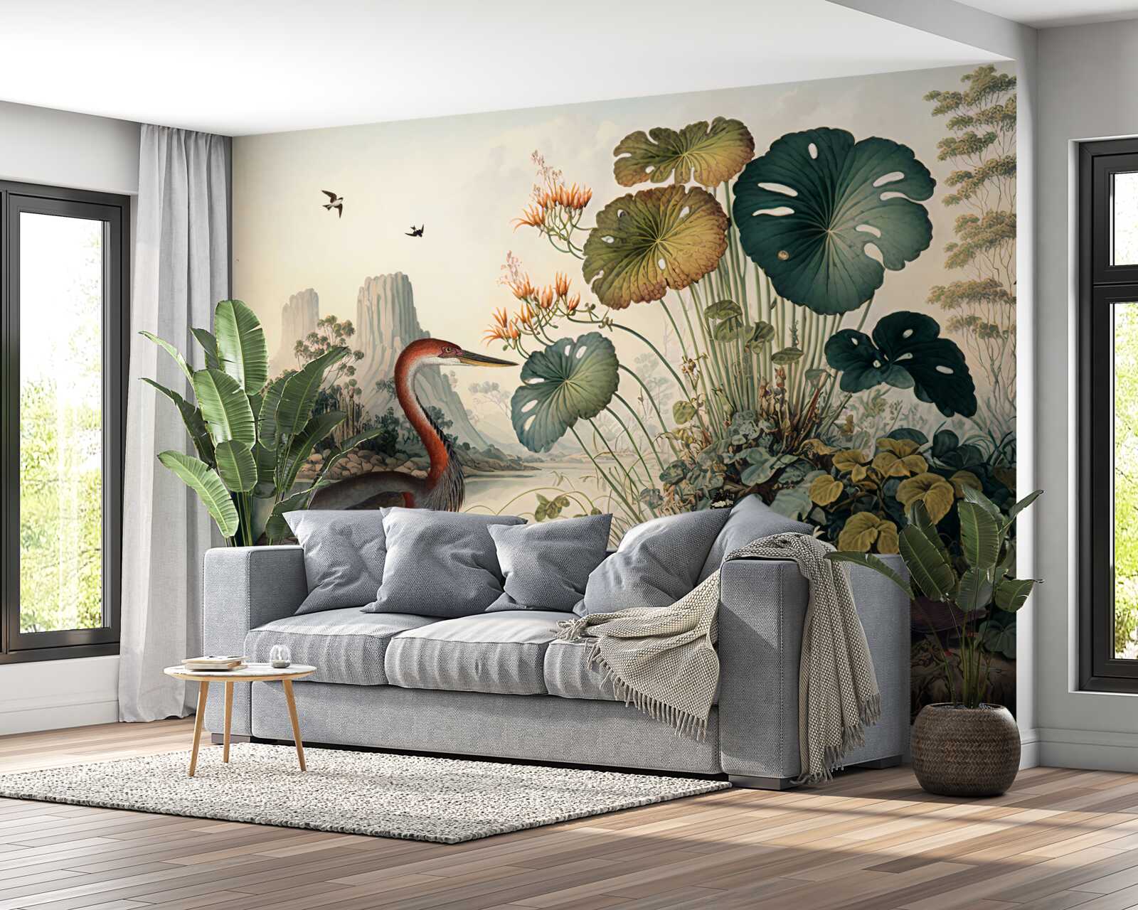 Papier peint plantes aquatiques et herbes d'étang