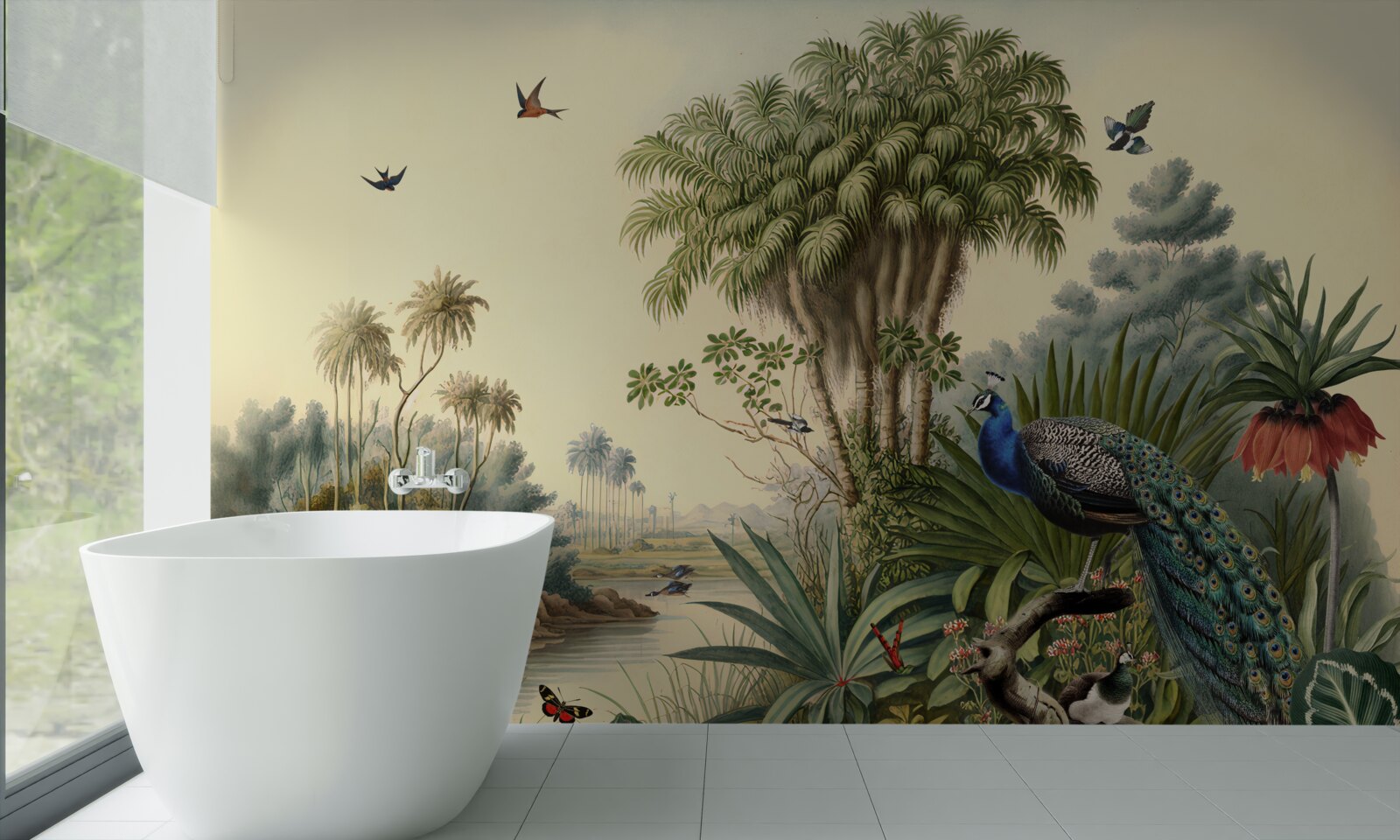 Papier peint le paon dans son véritable habitat