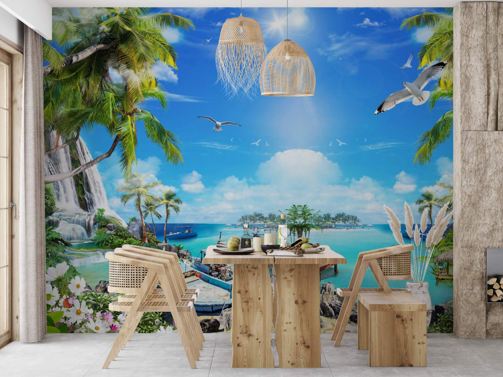 Papier peint navires sur les rivages des tropiques