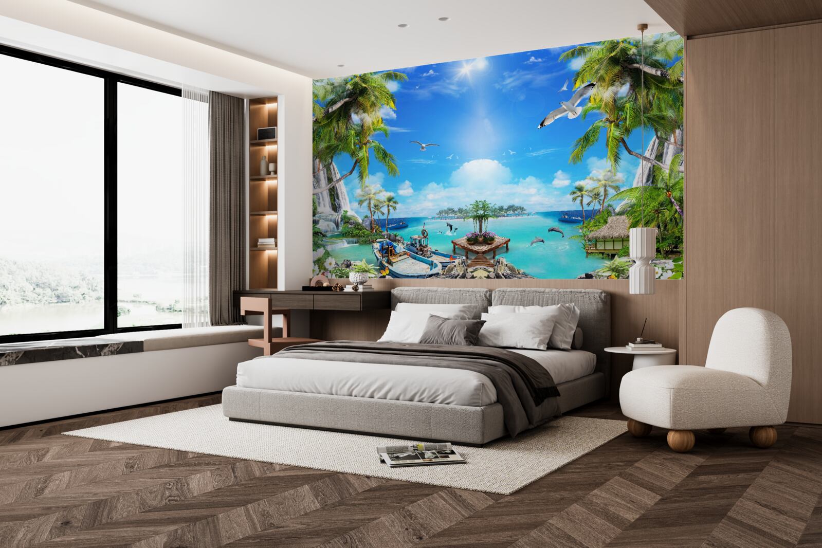 Papier peint navires sur les rivages des tropiques