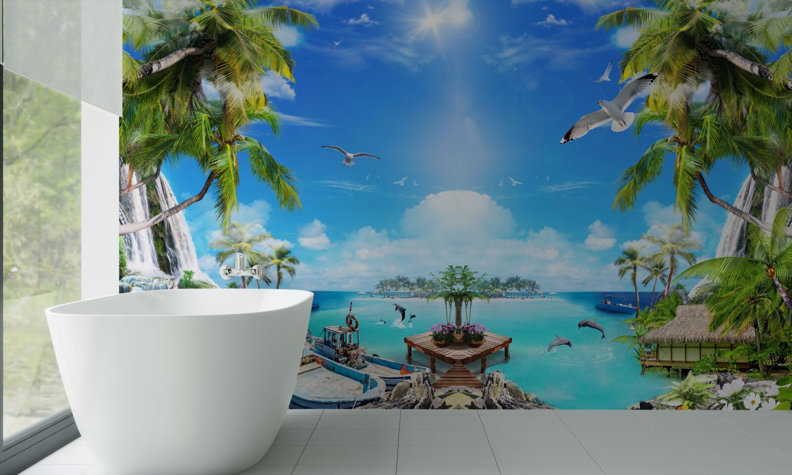 Papier peint navires sur les rivages des tropiques