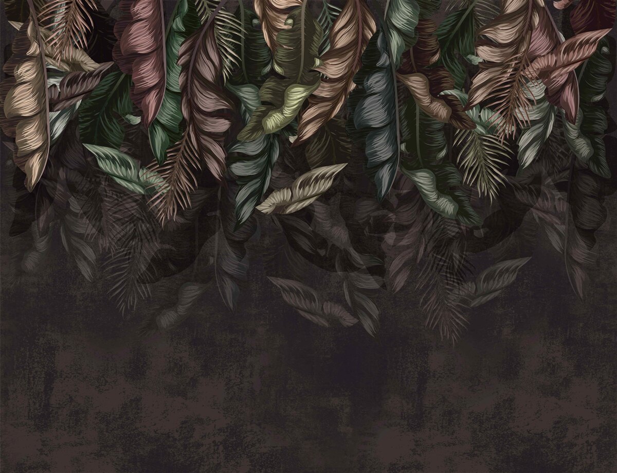 Papier peint végétation tropicale sombre