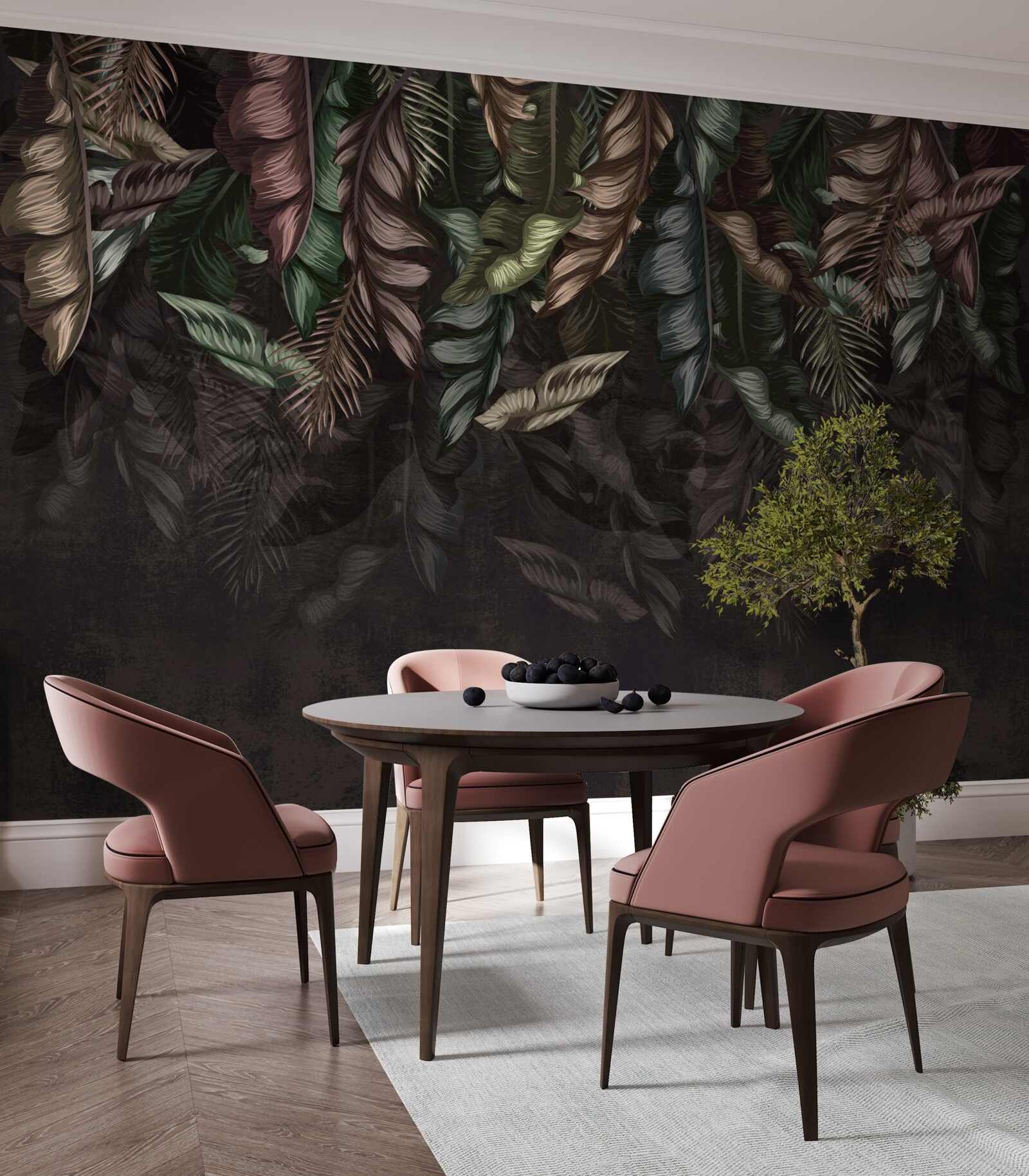 Papier peint végétation tropicale sombre