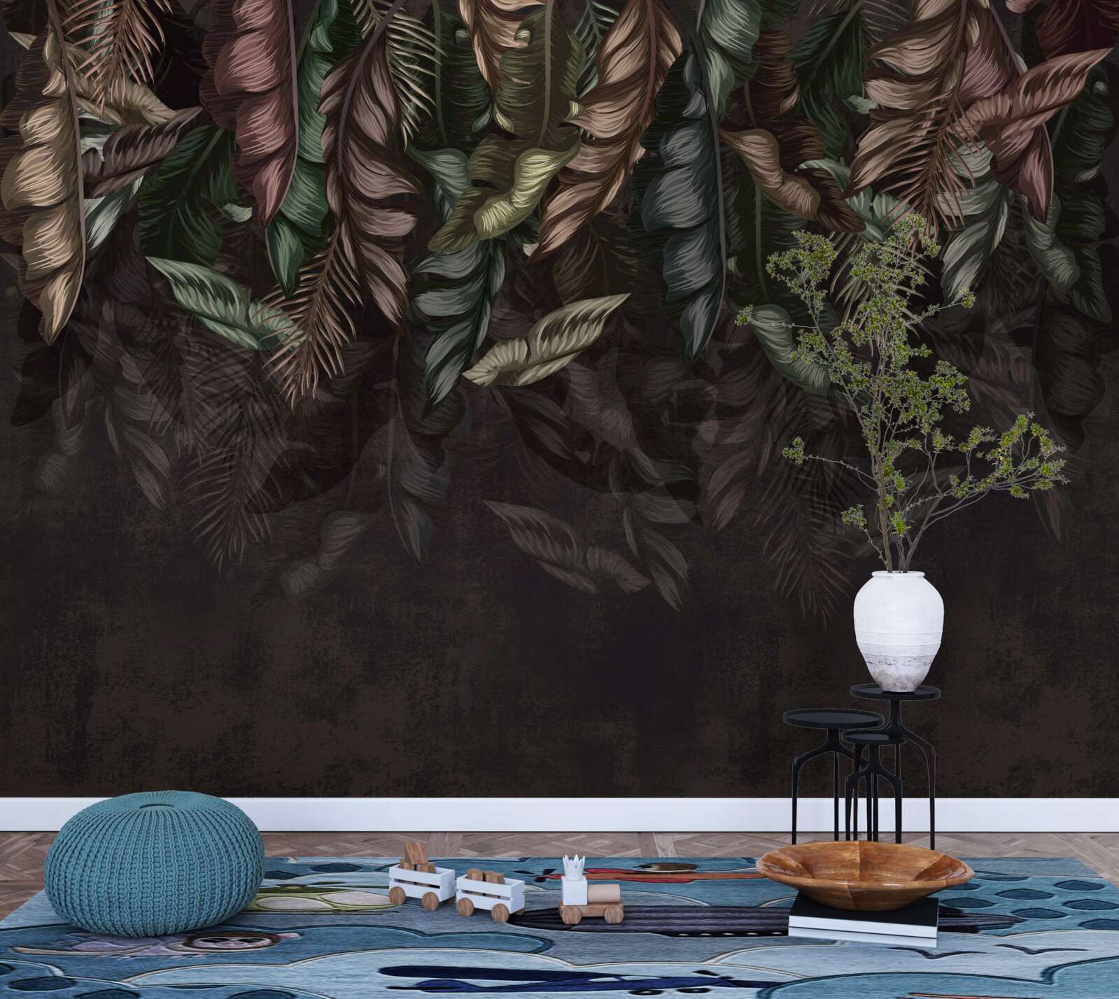 Papier peint végétation tropicale sombre
