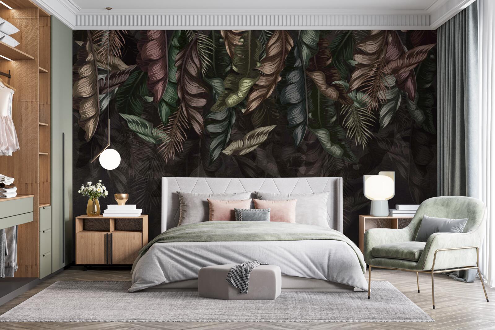 Papier peint végétation tropicale sombre