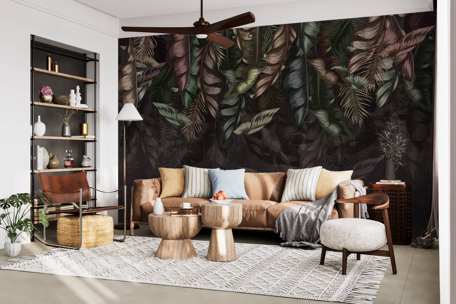 Papier peint végétation tropicale sombre