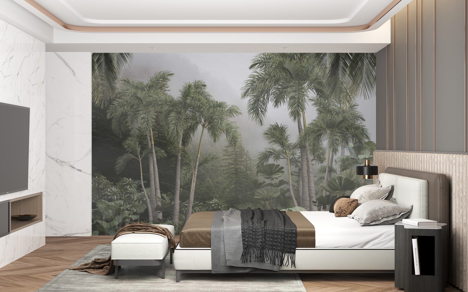 Papier peint Sous les tropiques, les préparatifs en vue de fortes pluies battent leur plein