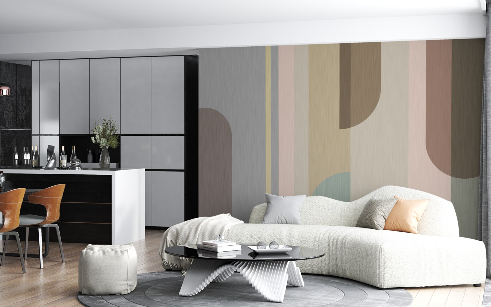 Papier peint Arches en orientation verticale, peintes en couleurs pastel