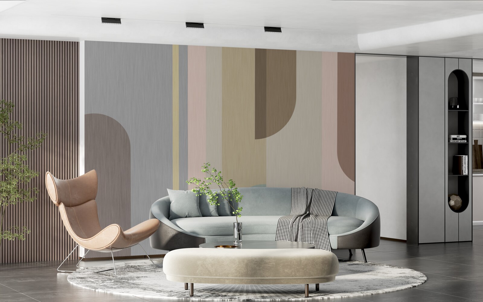 Papier peint Arches en orientation verticale, peintes en couleurs pastel