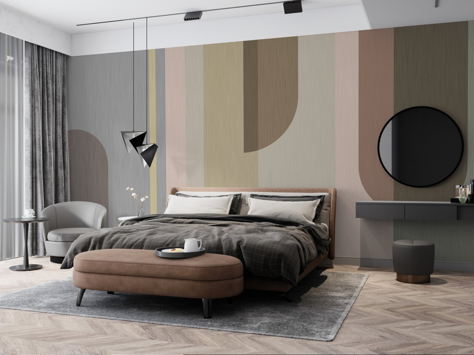 Papier peint Arches en orientation verticale, peintes en couleurs pastel