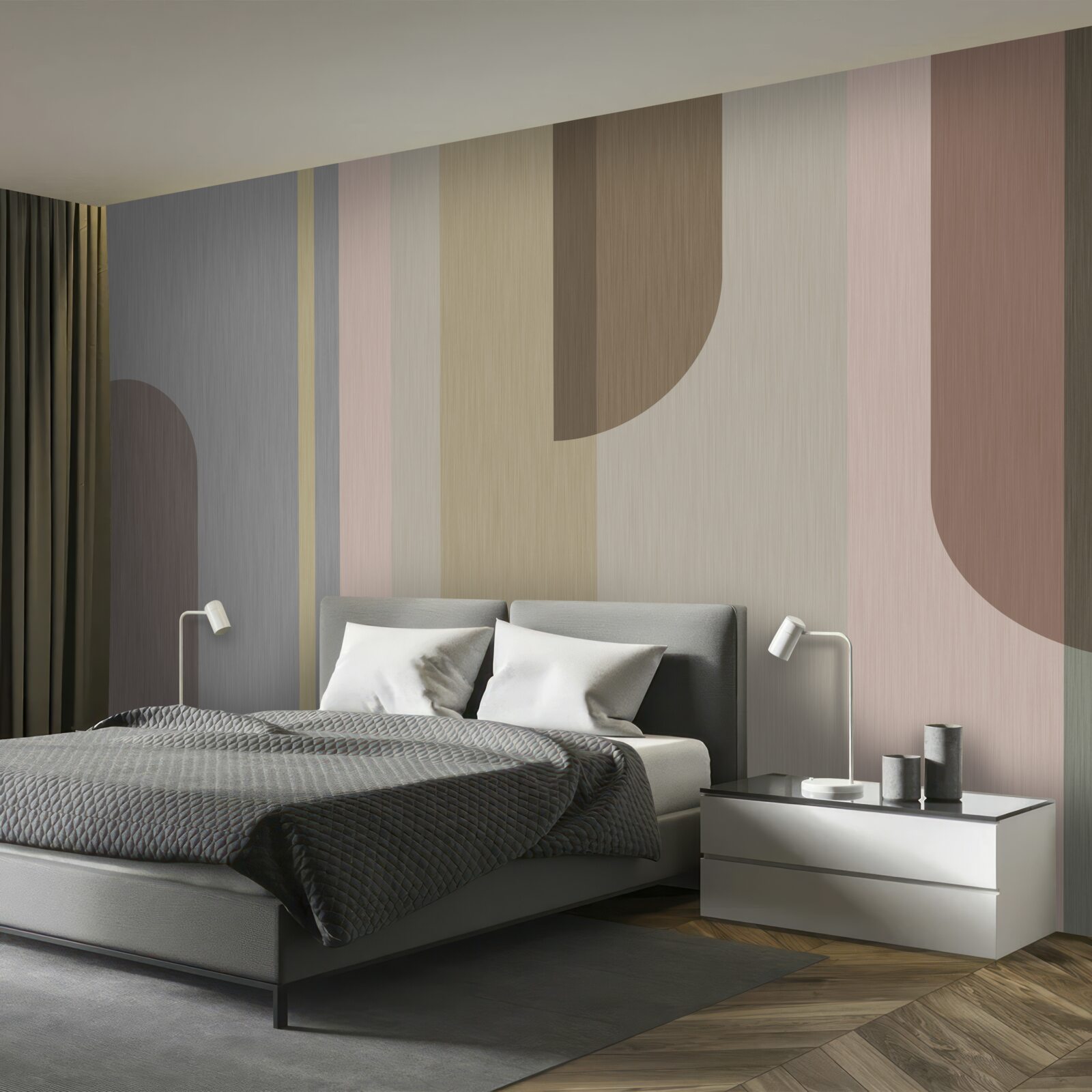 Papier peint Arches en orientation verticale, peintes en couleurs pastel