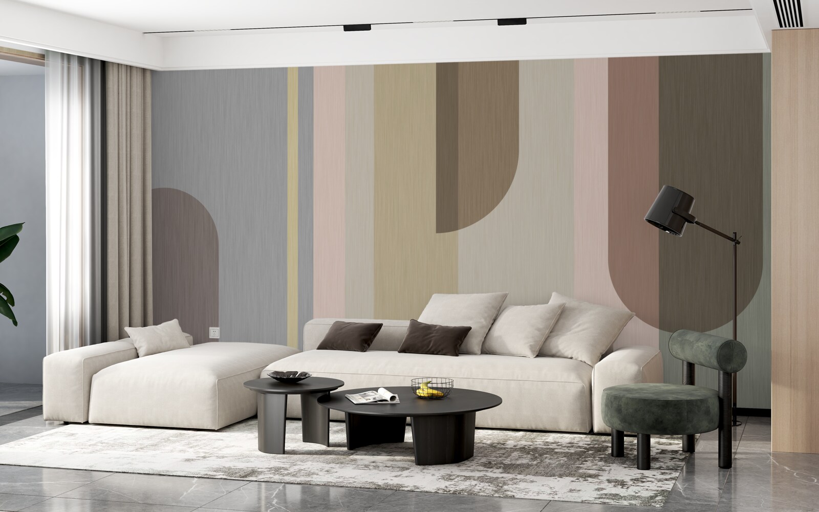 Papier peint Arches en orientation verticale, peintes en couleurs pastel