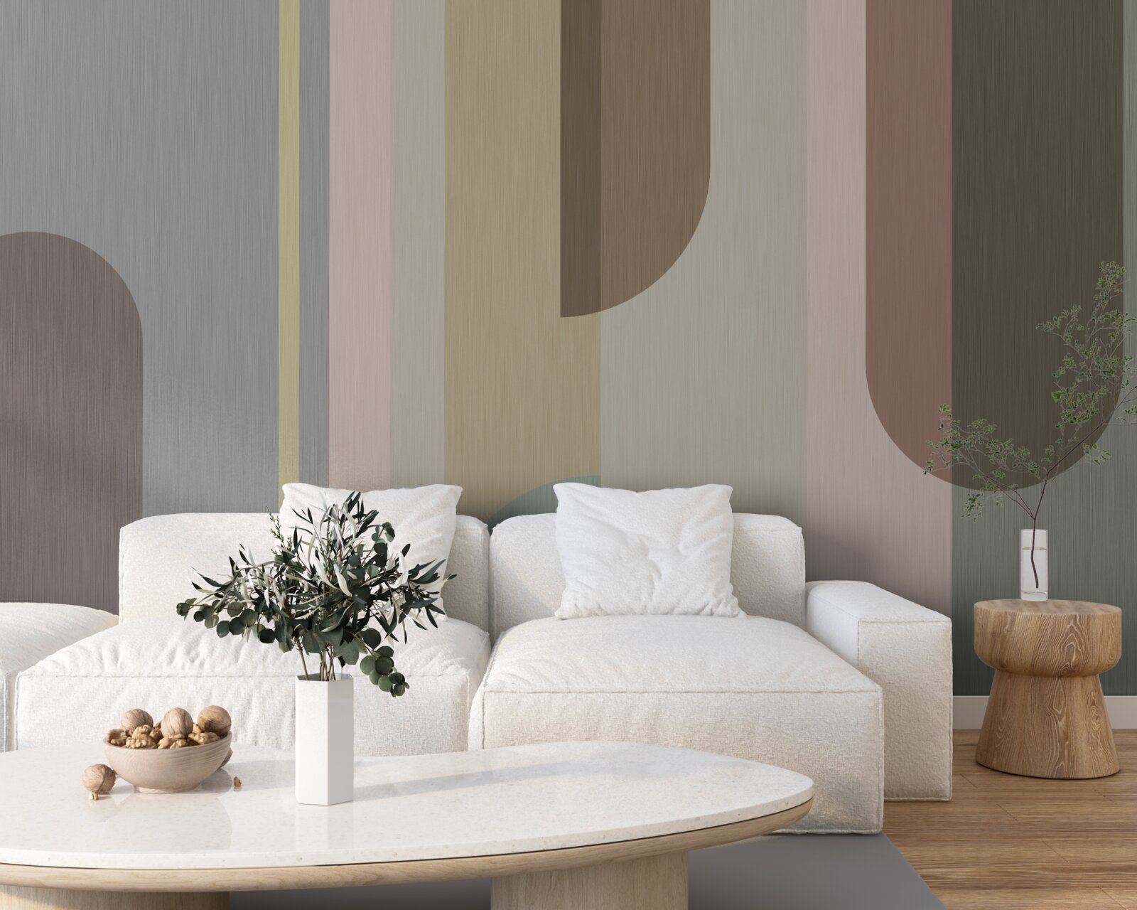 Papier peint Arches en orientation verticale, peintes en couleurs pastel