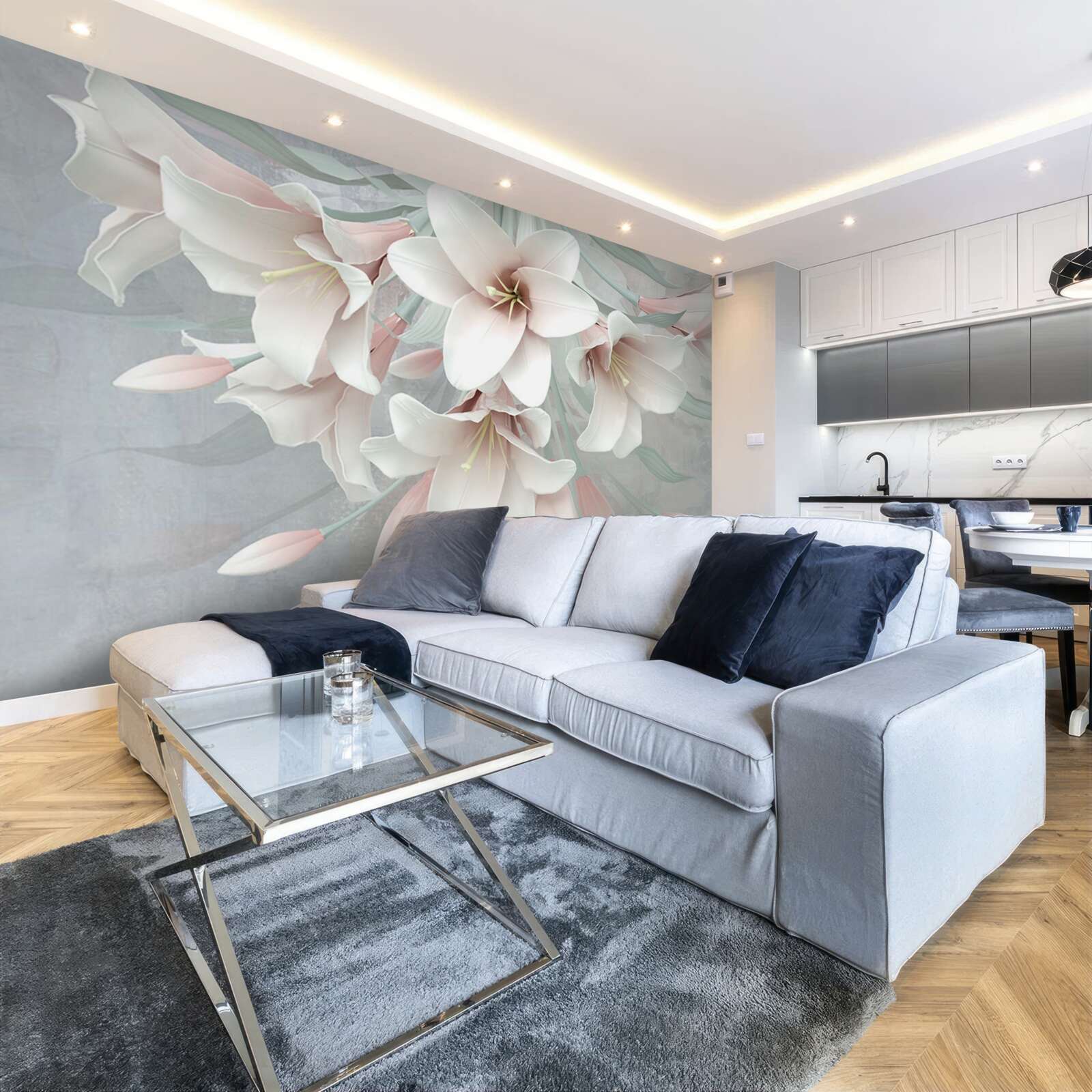 Papier peint composition de lys lumineux