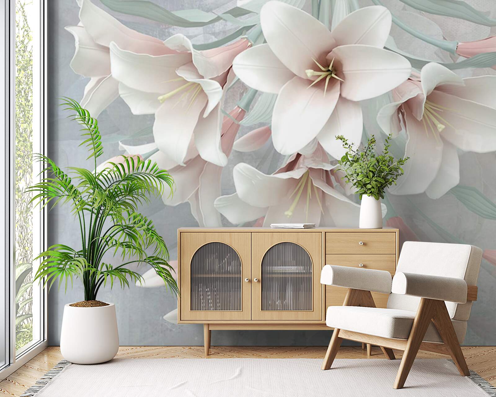 Papier peint composition de lys lumineux