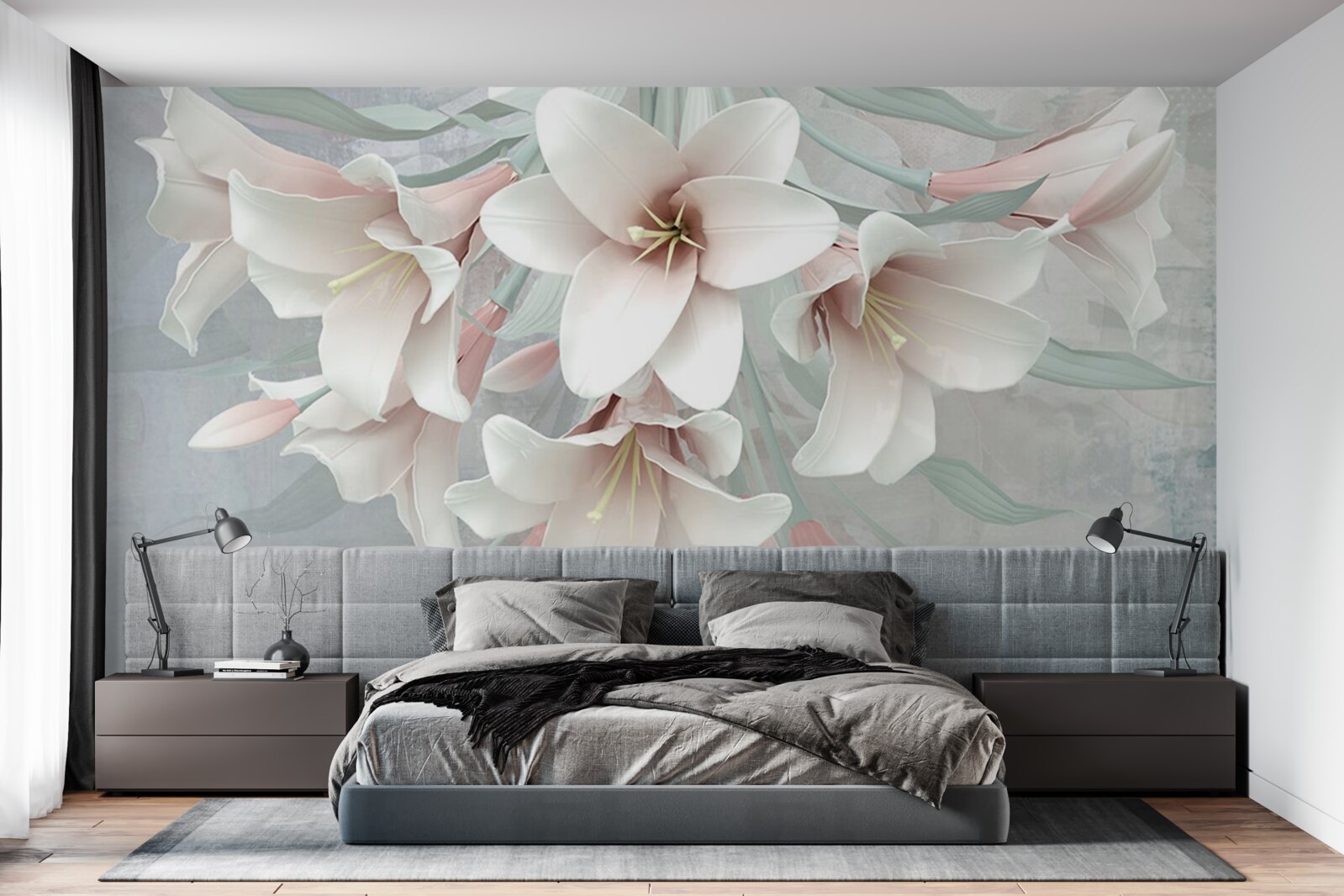 Papier peint composition de lys lumineux