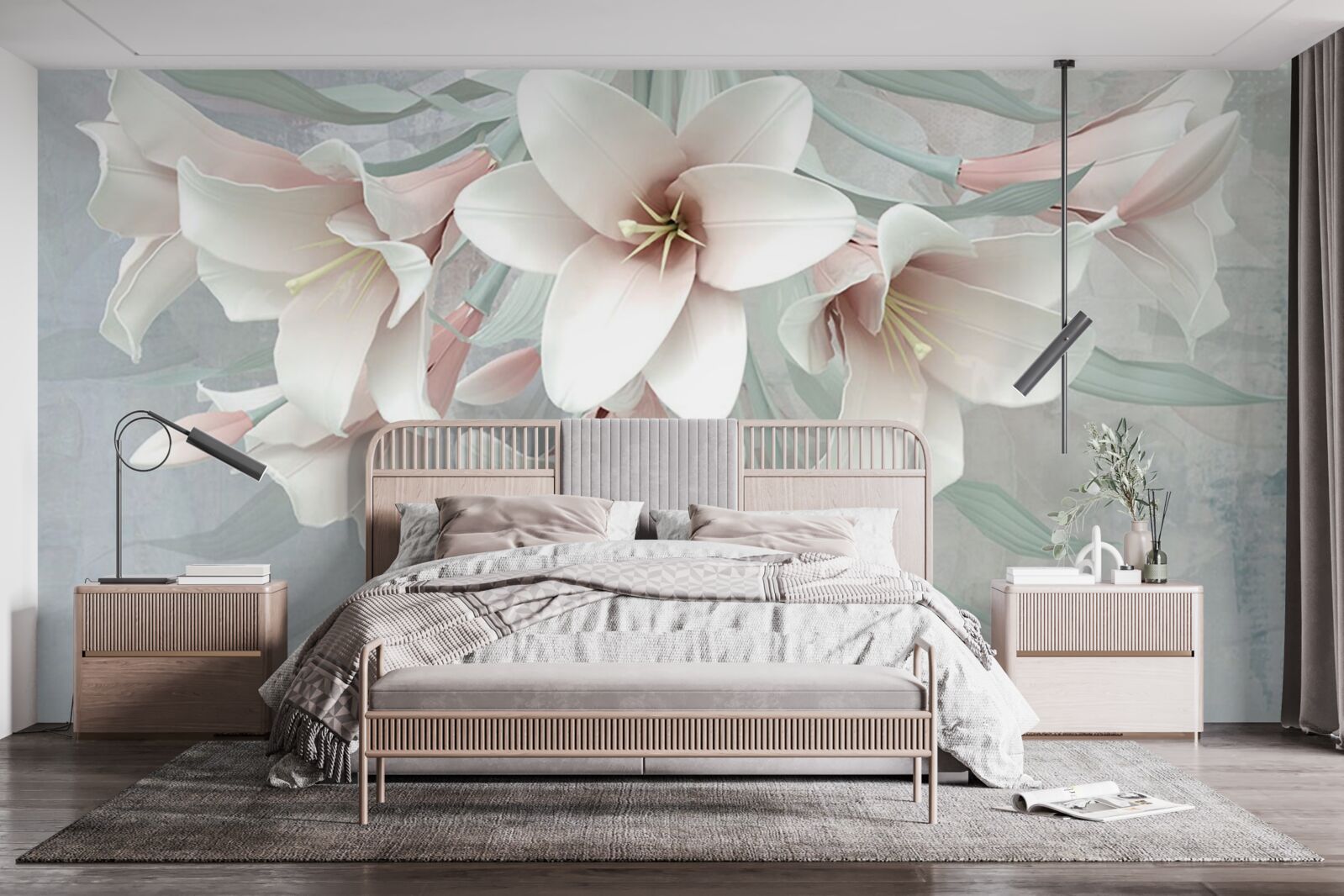 Papier peint composition de lys lumineux