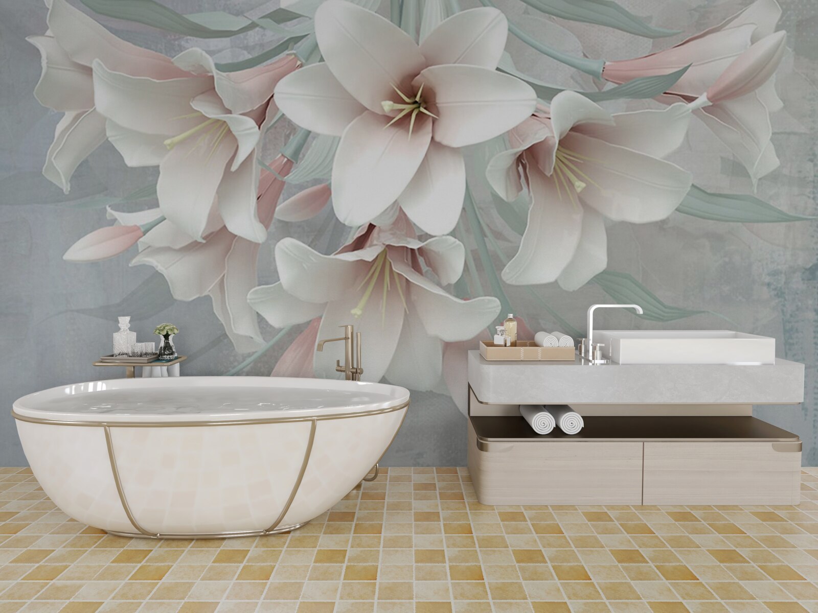 Papier peint composition de lys lumineux