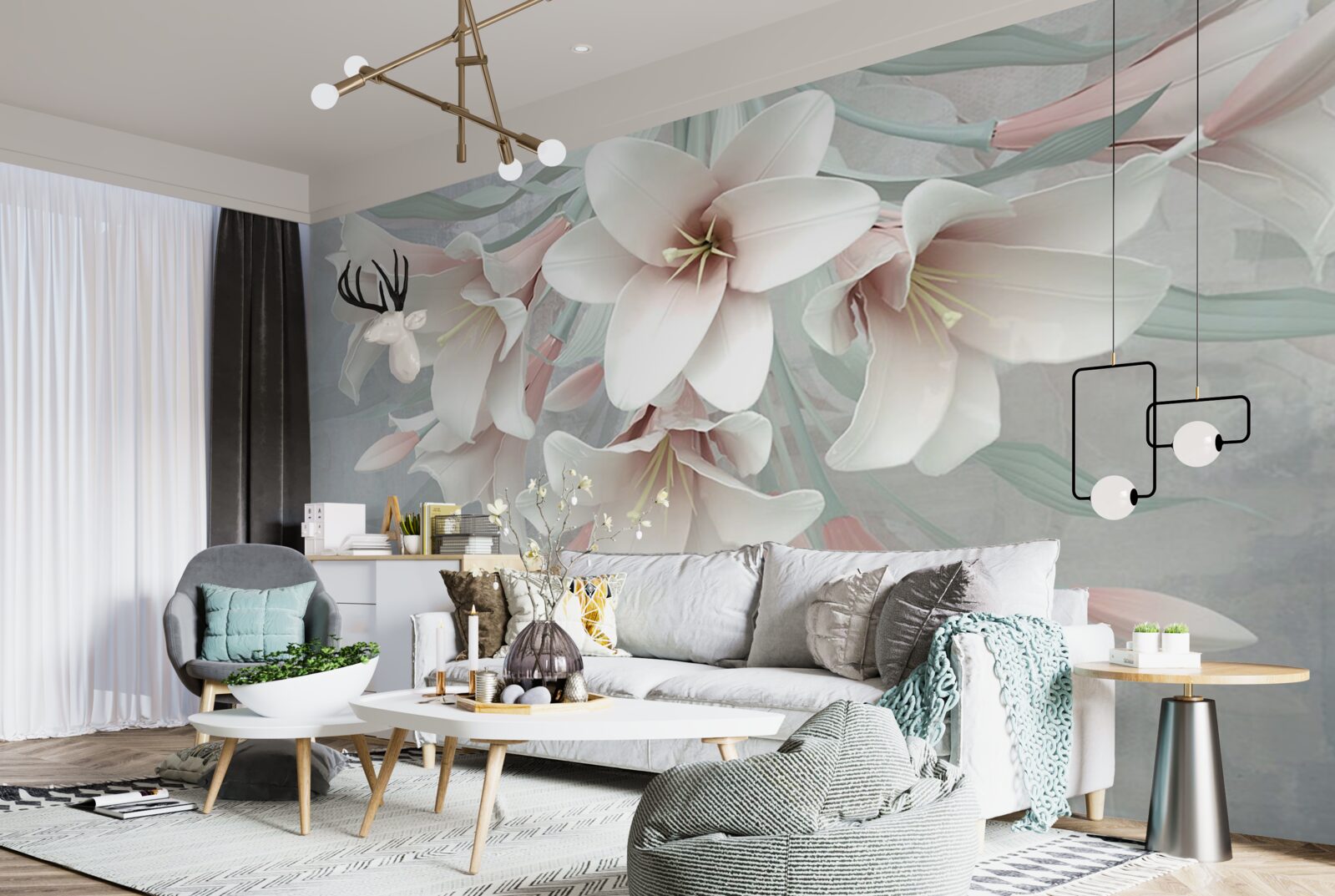 Papier peint composition de lys lumineux