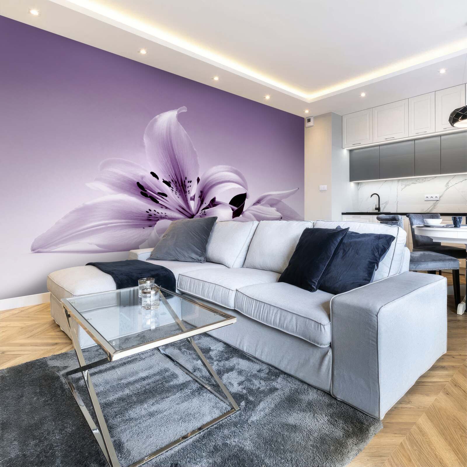 Papier peint lys isolé subtilement violet