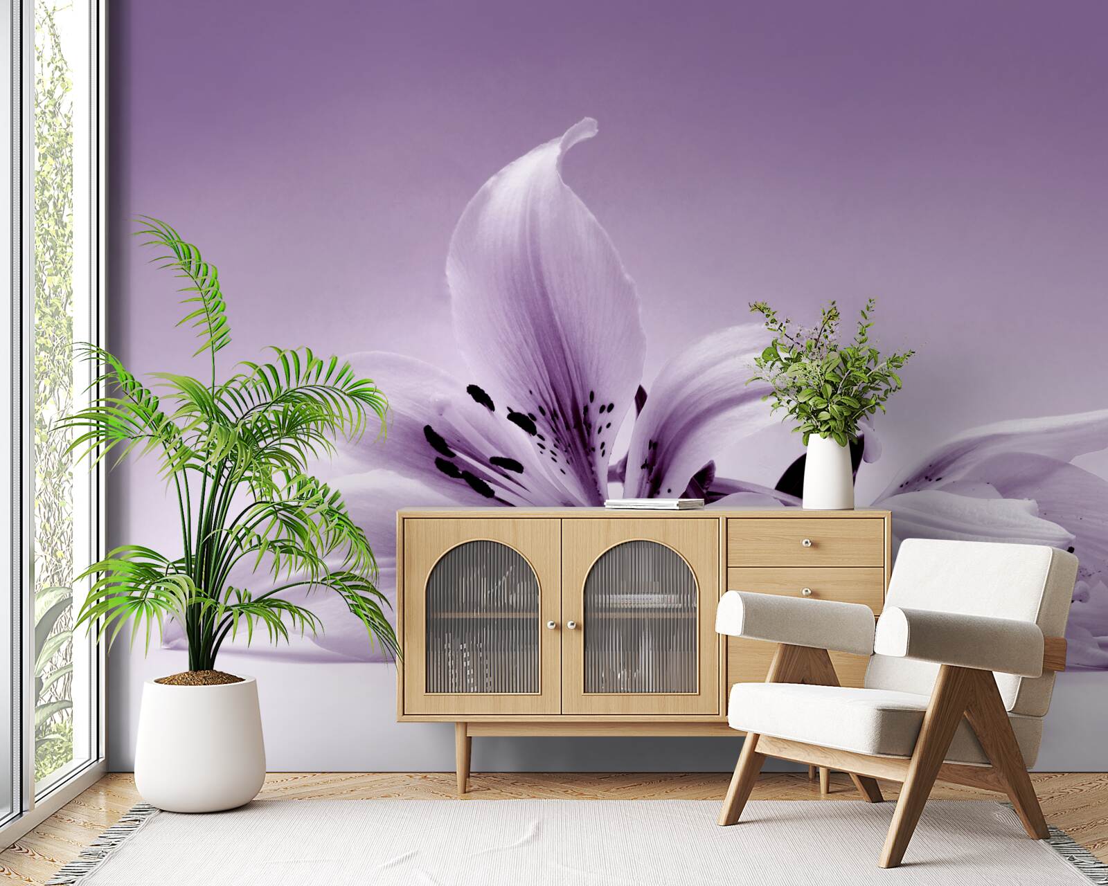 Papier peint lys isolé subtilement violet