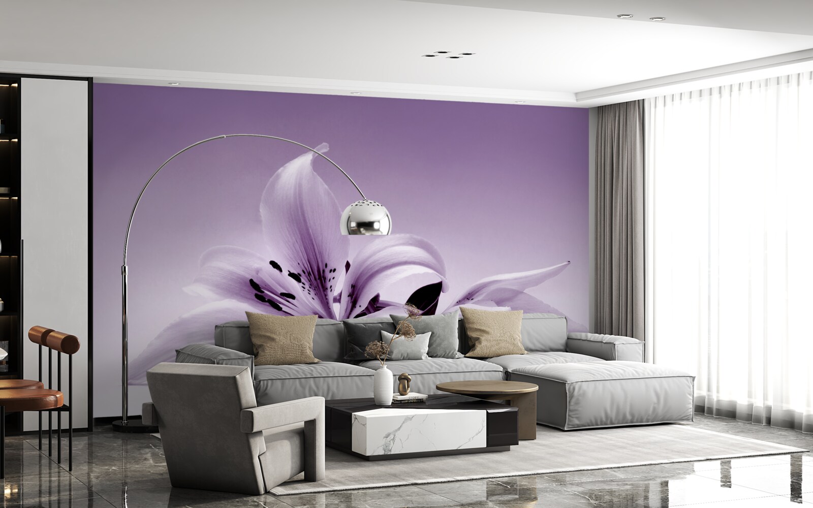 Papier peint lys isolé subtilement violet