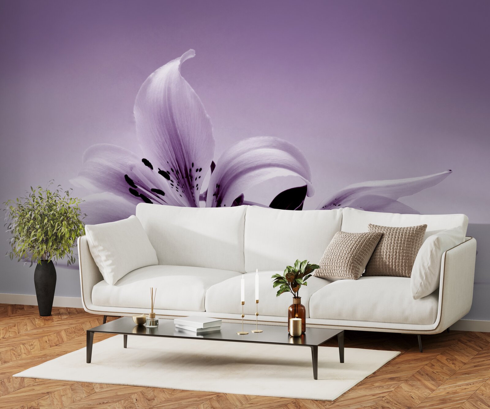 Papier peint lys isolé subtilement violet