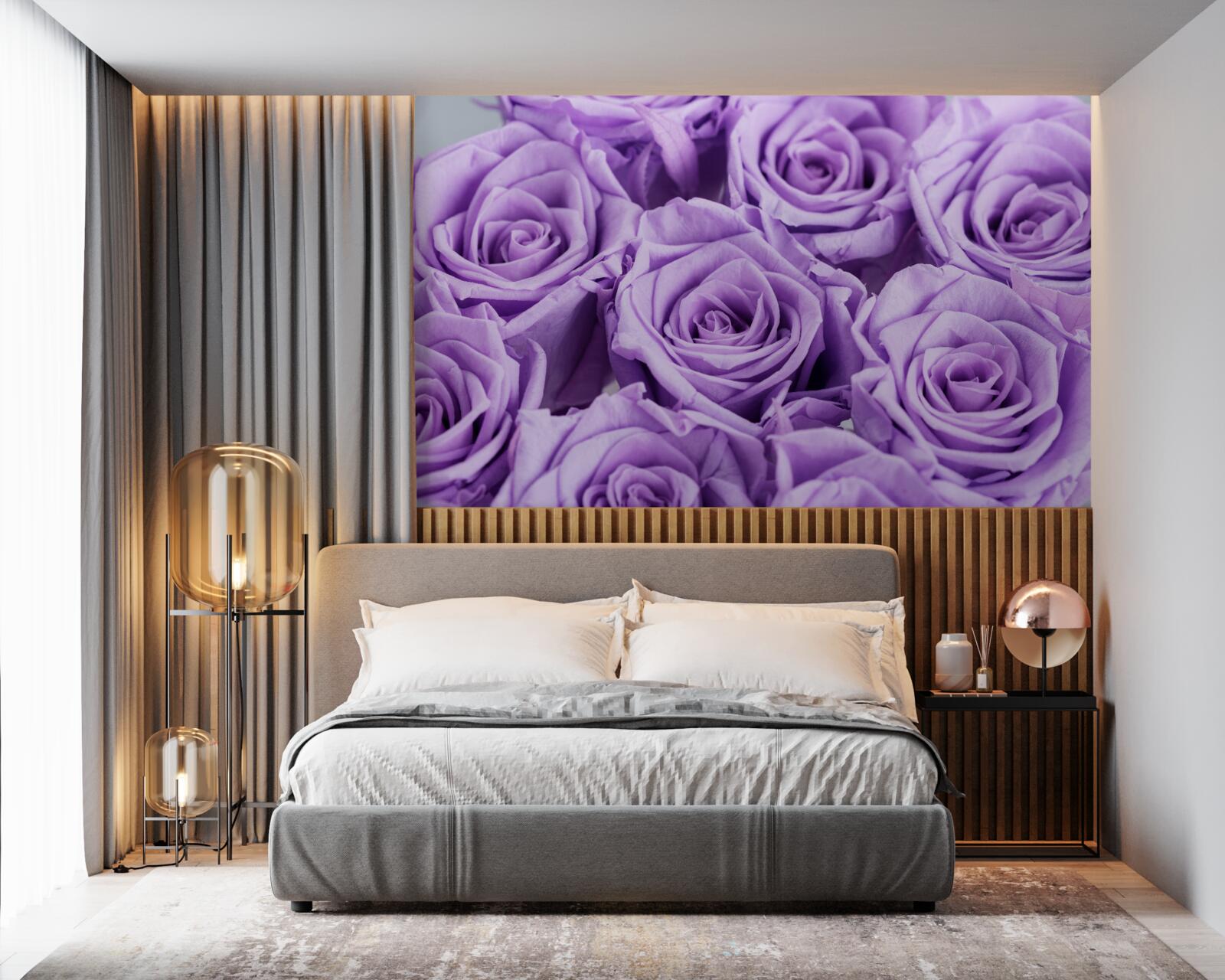 Papier peint composition des roses d'améthyste