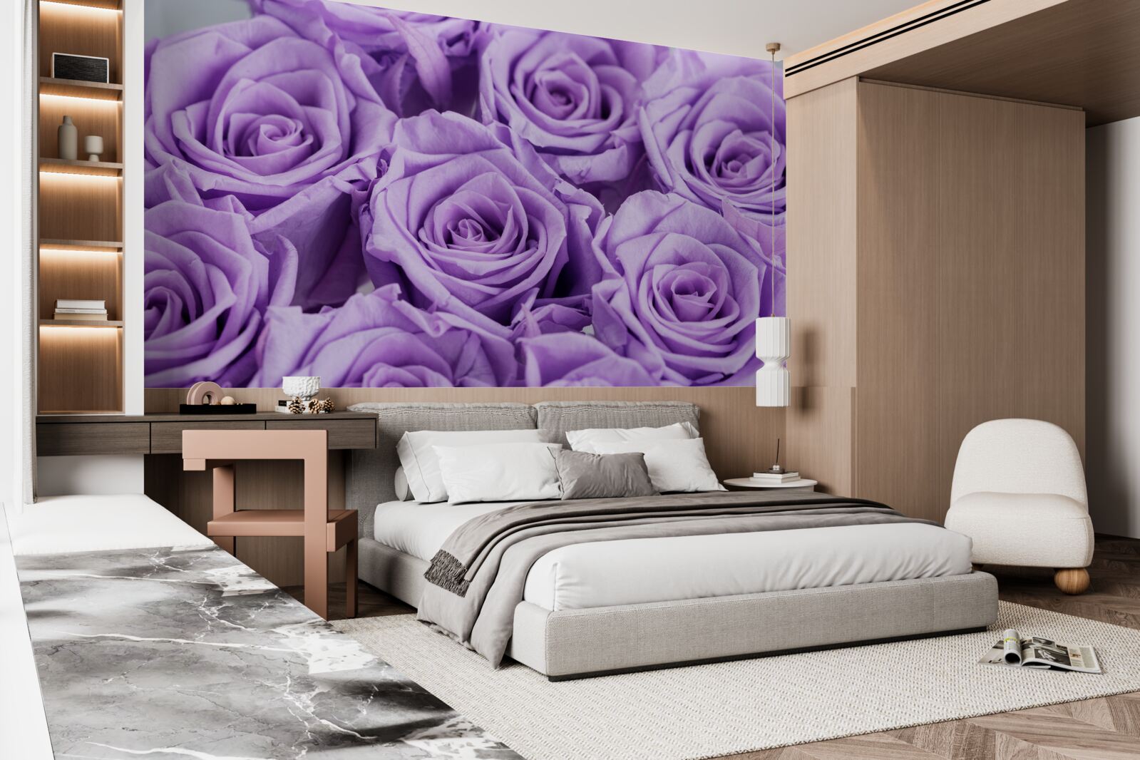 Papier peint composition des roses d'améthyste