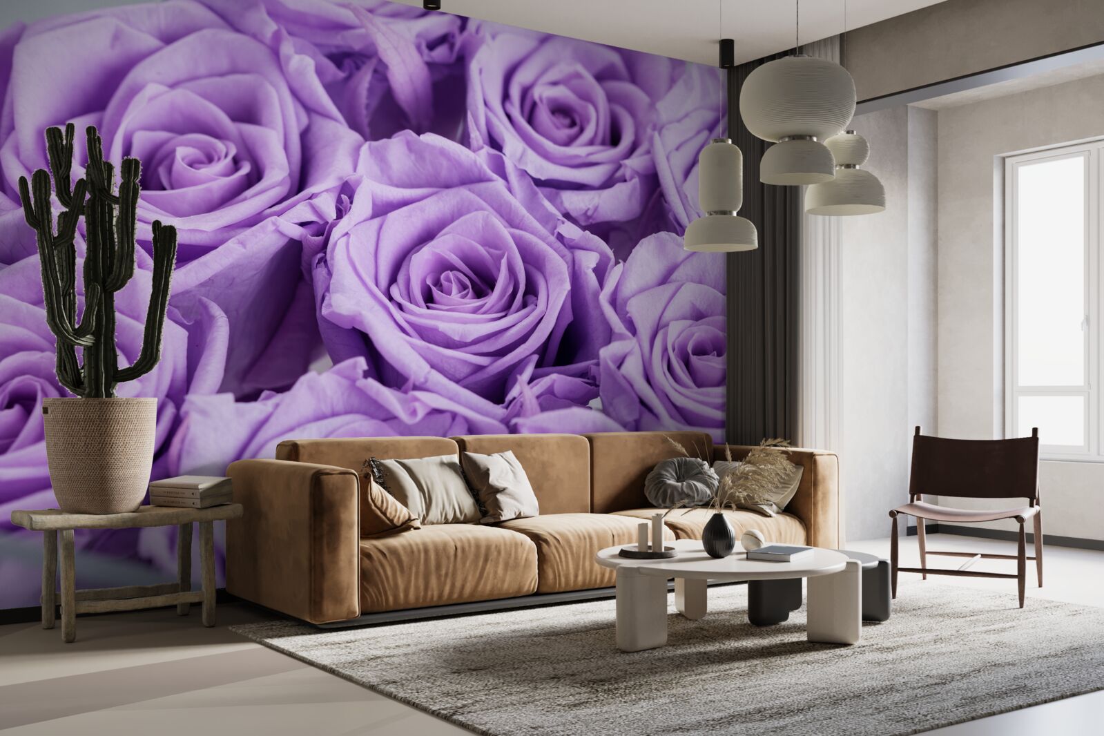 Papier peint composition des roses d'améthyste