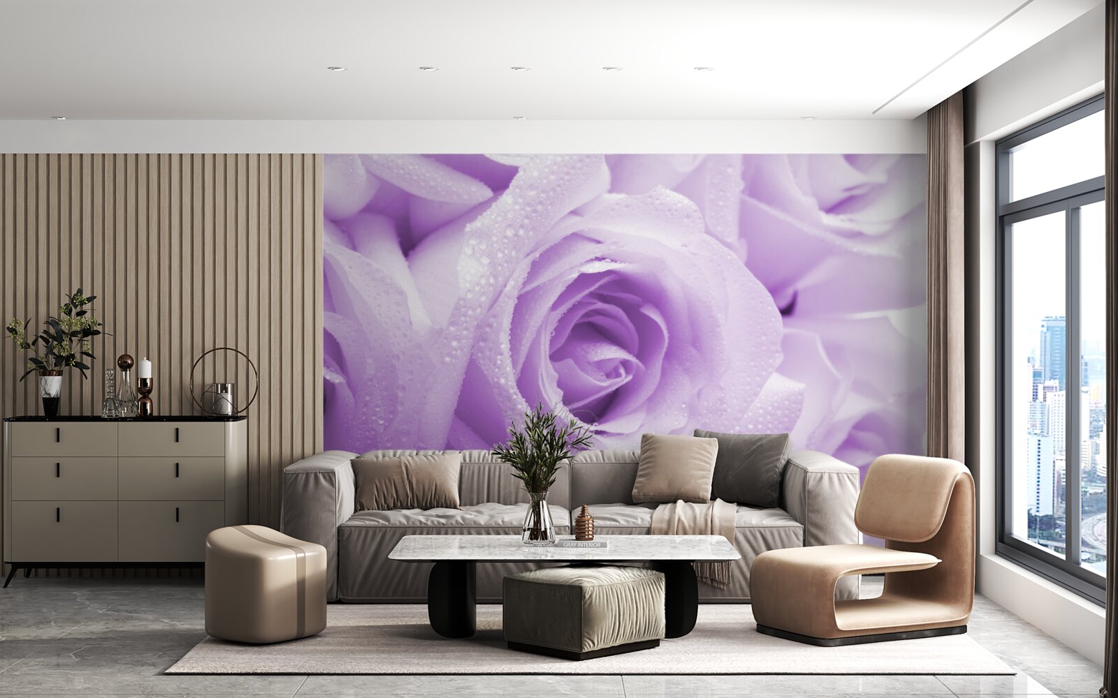 Papier peint gros plan sur des fleurs roses lilas