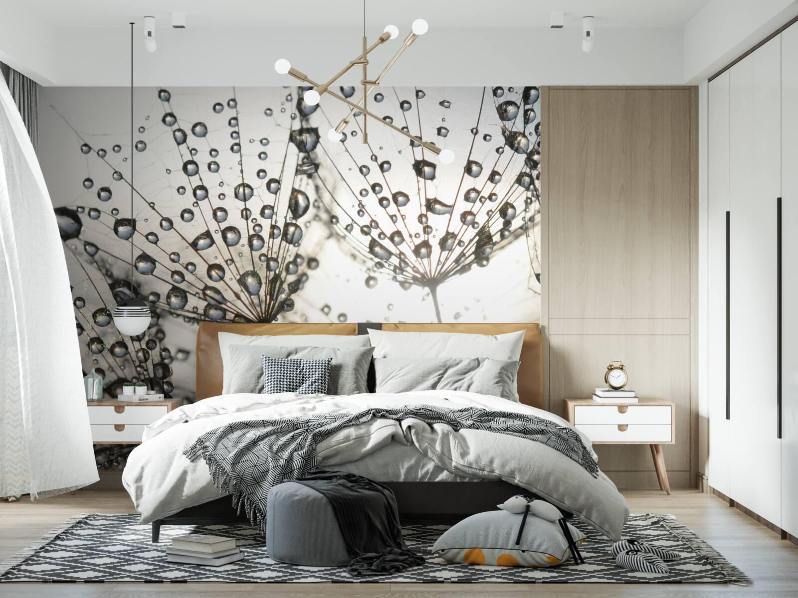 Papier peint pissenlit pluvieux