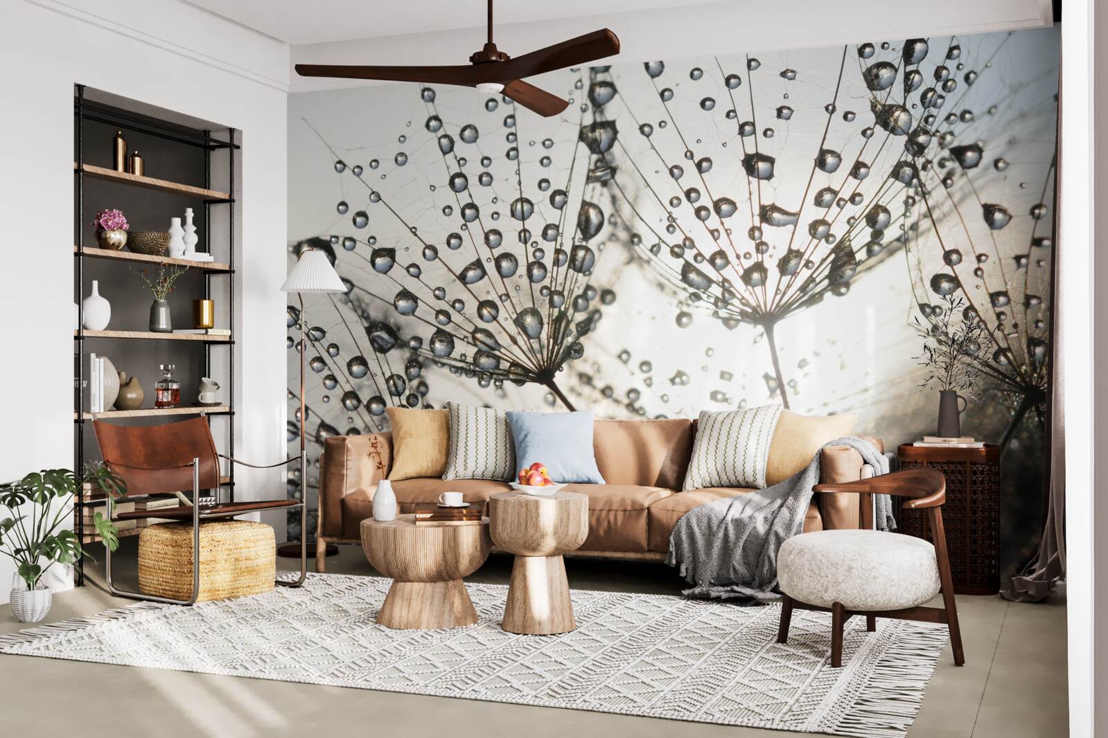 Papier peint pissenlit pluvieux