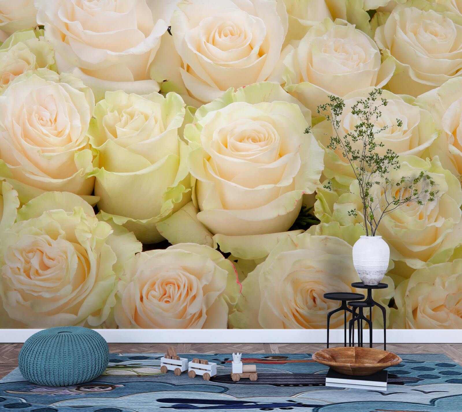 Papier peint résumé des fleurs délicates de couleur beige