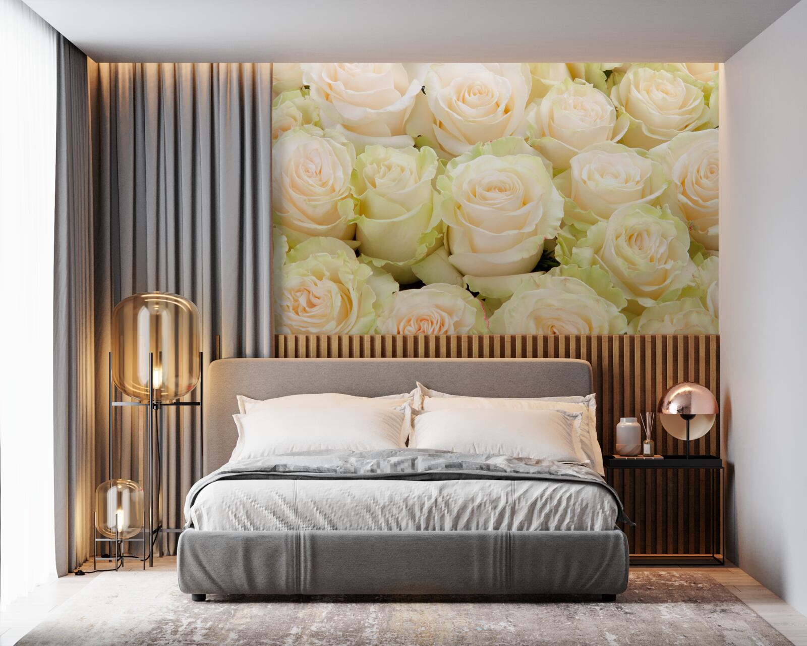 Papier peint résumé des fleurs délicates de couleur beige