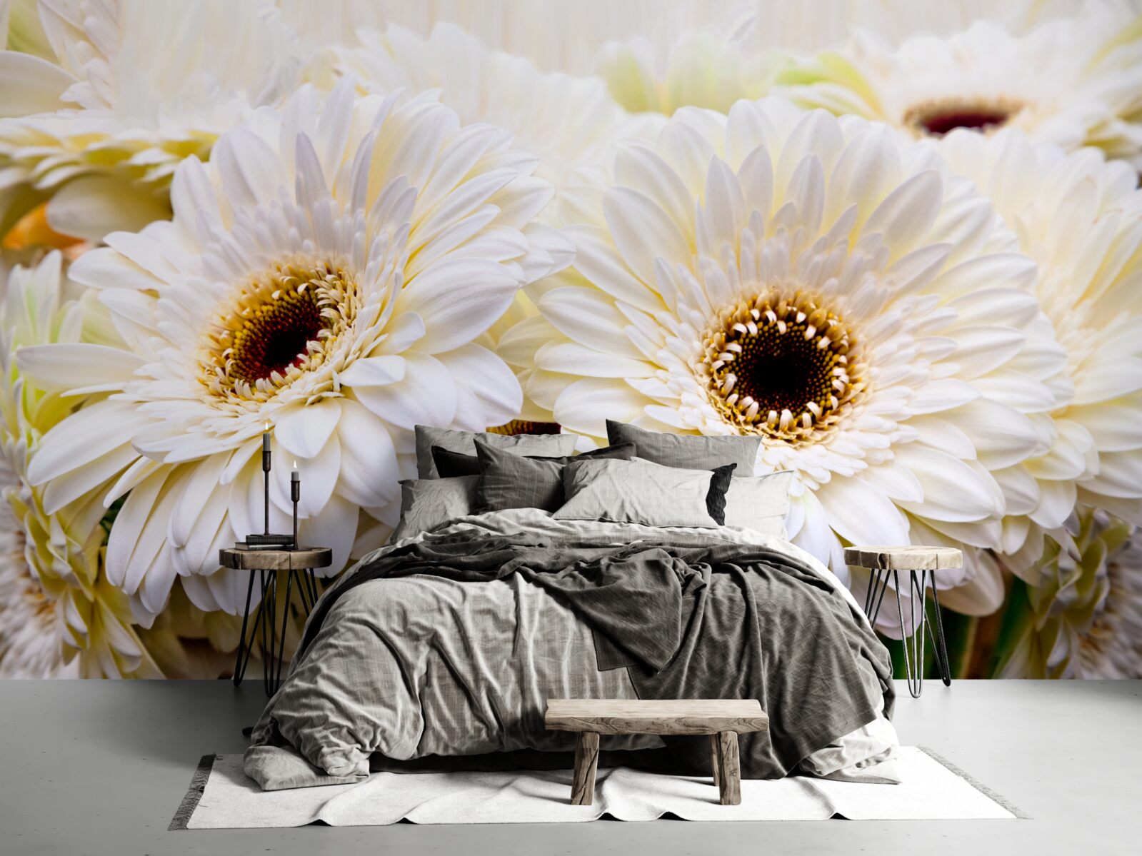 Papier peint collection de gerberas blancs comme neige