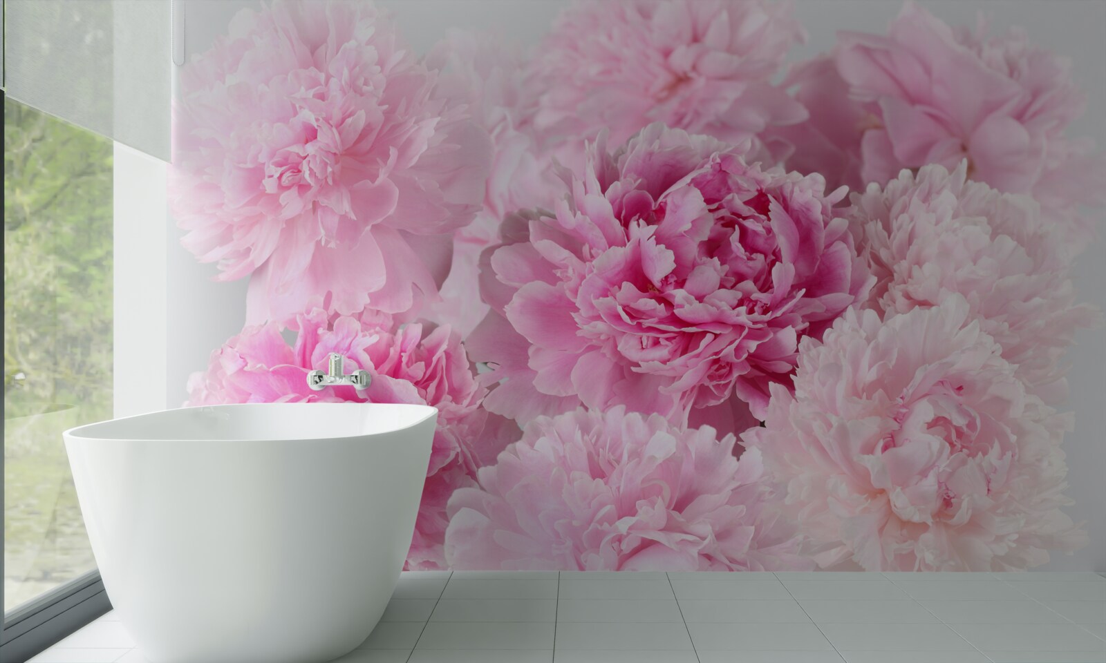 Papier peint belles pivoines dans les tons roses
